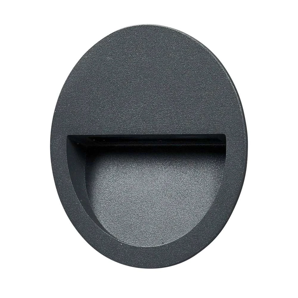 Loya Round Exterior Luz De Pared Empotrada Dark Grey - Lucande