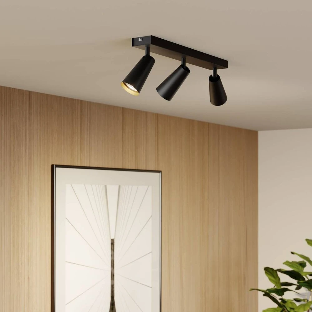 Angelina 3 Lámpara De Techo Black/Gold - Lucande - Imagen 3