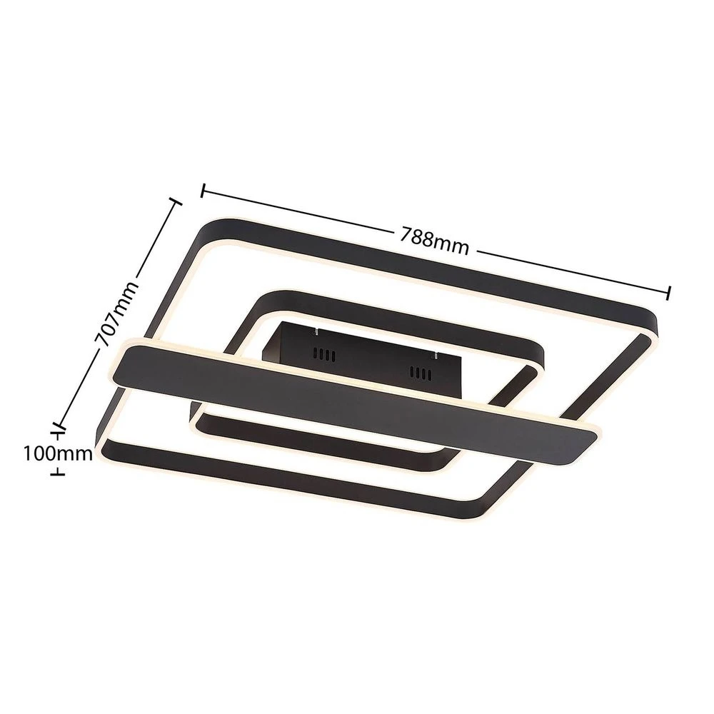 Linetti Square 70 Lámpara De Techo Black - Lucande - Imagen 4